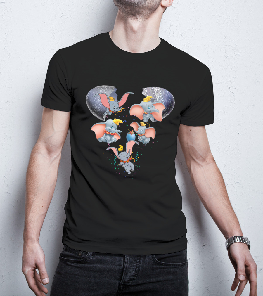 Dumbo Heart-Shaped Celebration With Confetti And Blue Balloon T-Shirt
