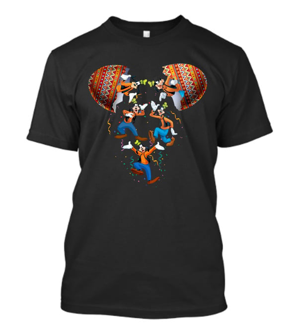 Goofy Dancing With Festive Confetti And Tribal T-Shirt