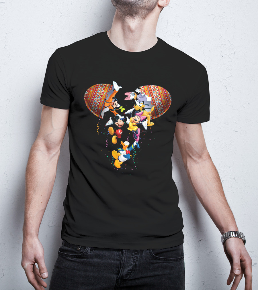 Mickey And Friends Colorful Celebration With Confetti And Patterns T-Shirt