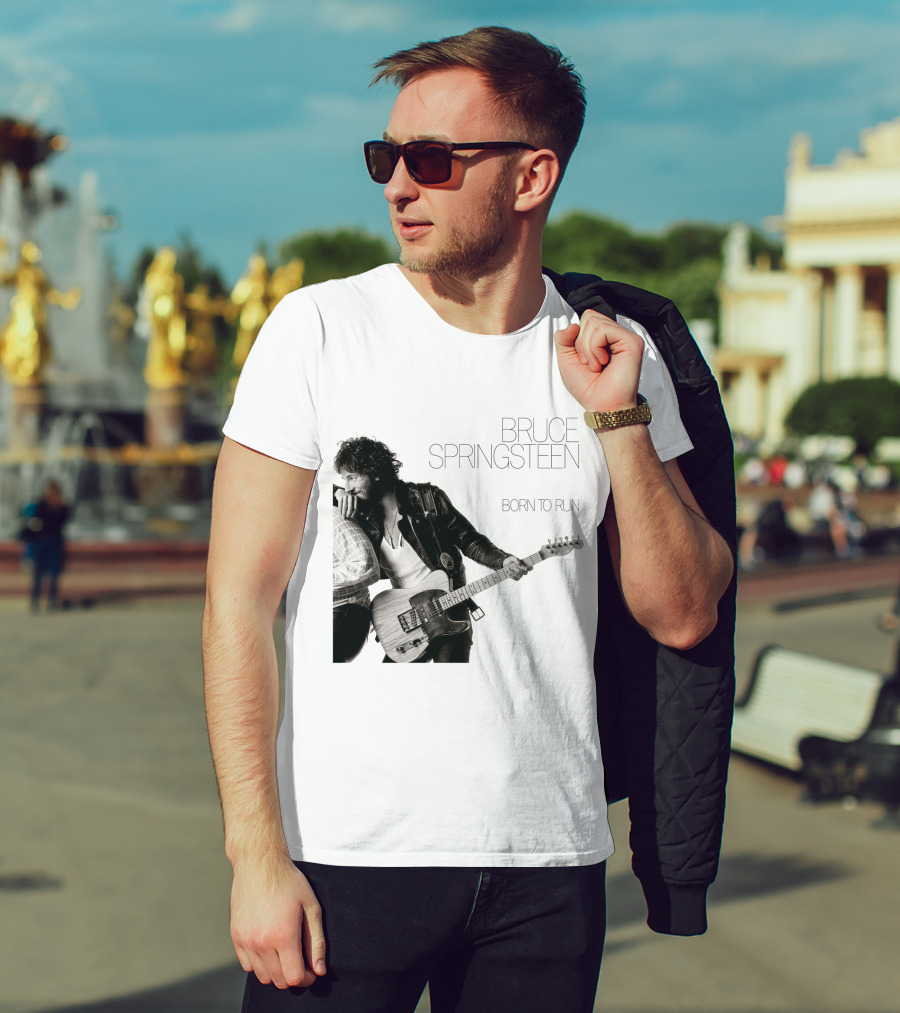 Bruce Springsteen Born To Run Double Sided Retro Music Iconography T-Shirt