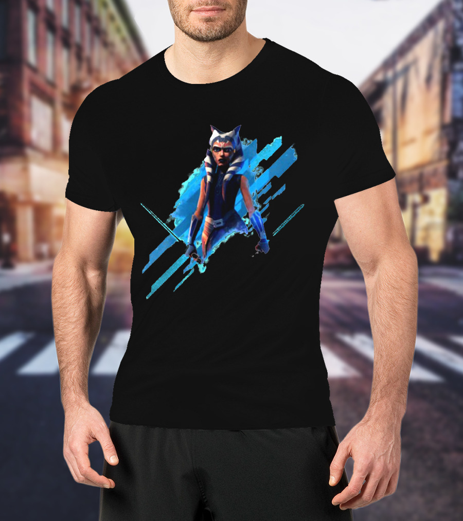 Ahsoka Tano Digital Blue Lightsaber T-Shirt