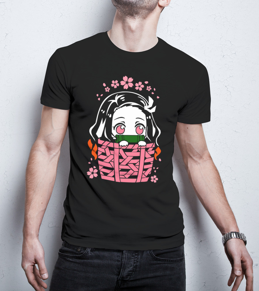 Nezuko Kamado Kimetsu No Yaiba Essentiel Cute Floral Basket T-Shirt