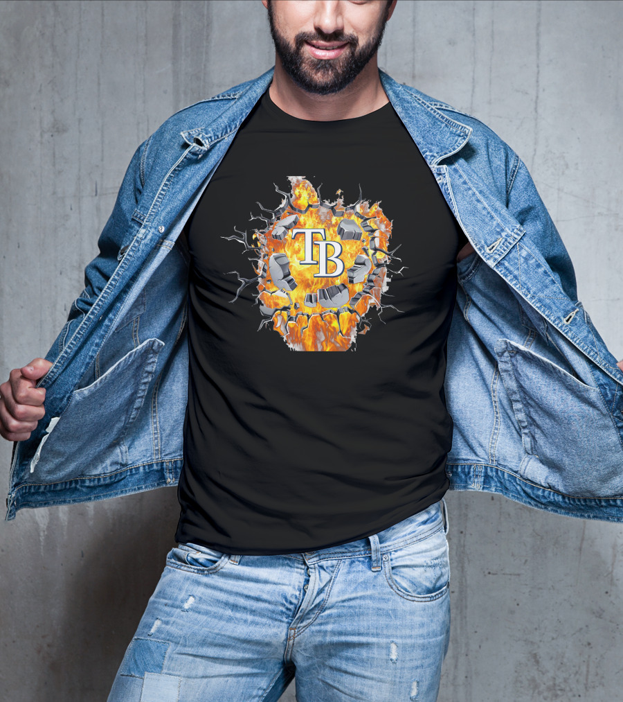 Tb Logo With Cracked Wall And Flames T-Shirt