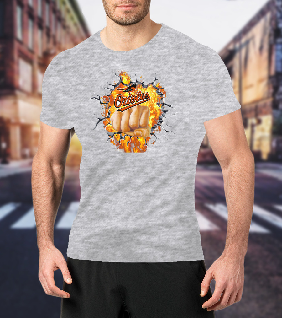 Orioles Fire And Steel Fist Burst T-Shirt