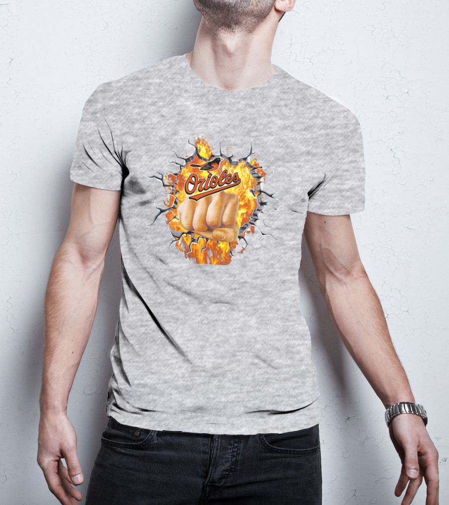 Orioles Fire And Steel Fist Burst T-Shirt