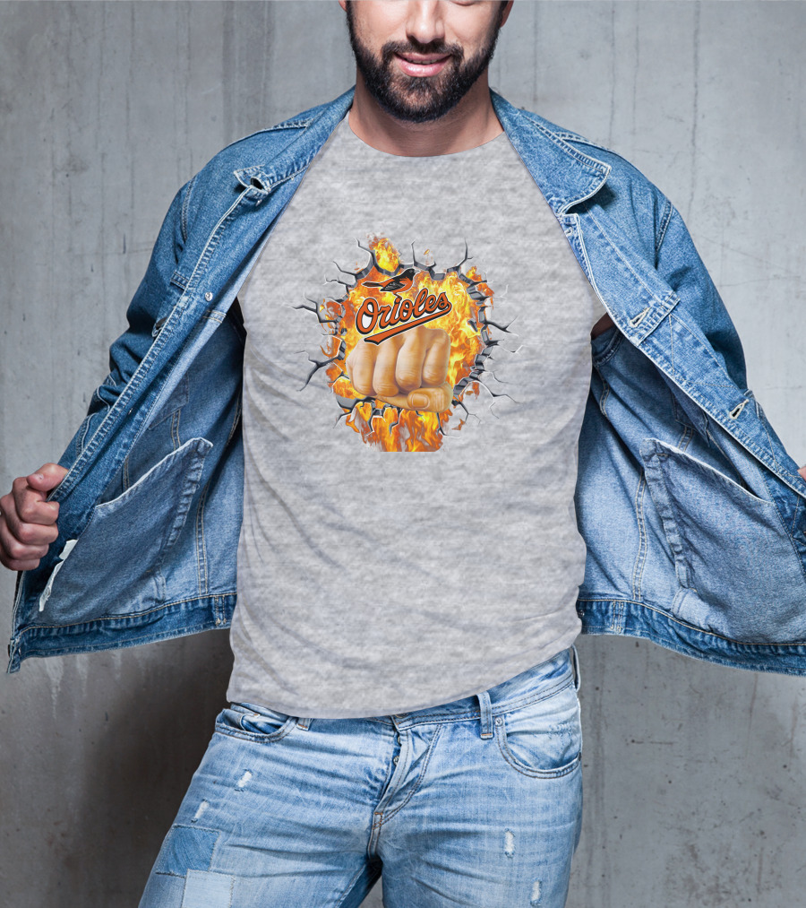 Orioles Fire And Steel Fist Burst T-Shirt