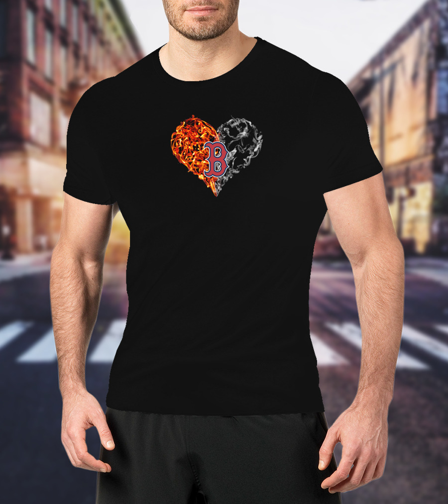 Boston Red Sox Heart Fire And Ice T-Shirt