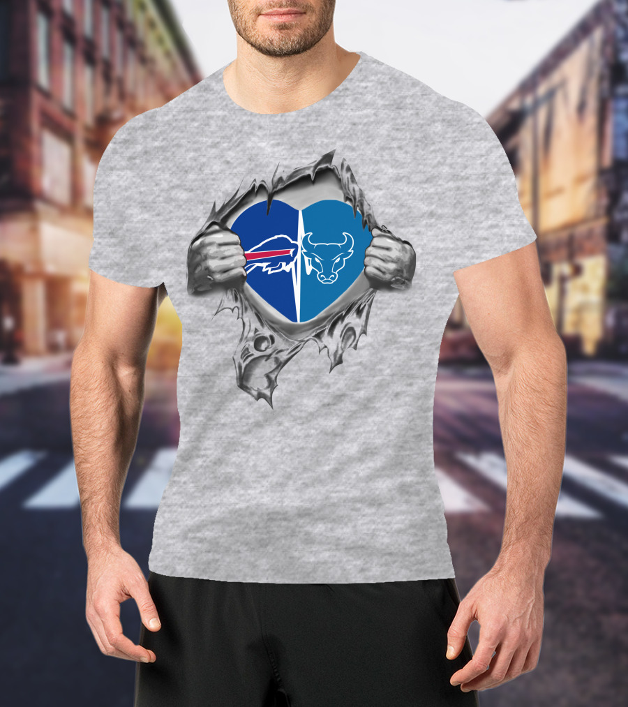 Buffalo Bills Buffalo Bulls Heart Symbol Fusion T-Shirt