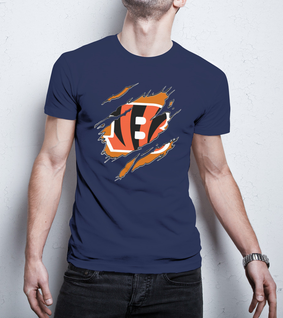 Cincinnati Bengals Claw Mark Logo Tearing Effect T-Shirt