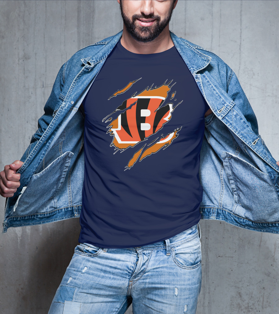 Cincinnati Bengals Claw Mark Logo Tearing Effect T-Shirt