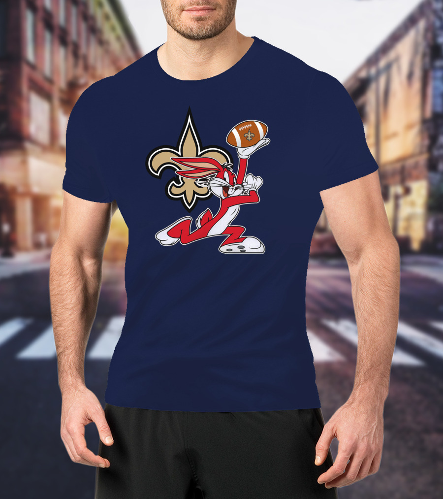 New Orleans Saints Bugs Bunny Football Fleur-de-Lis T-Shirt