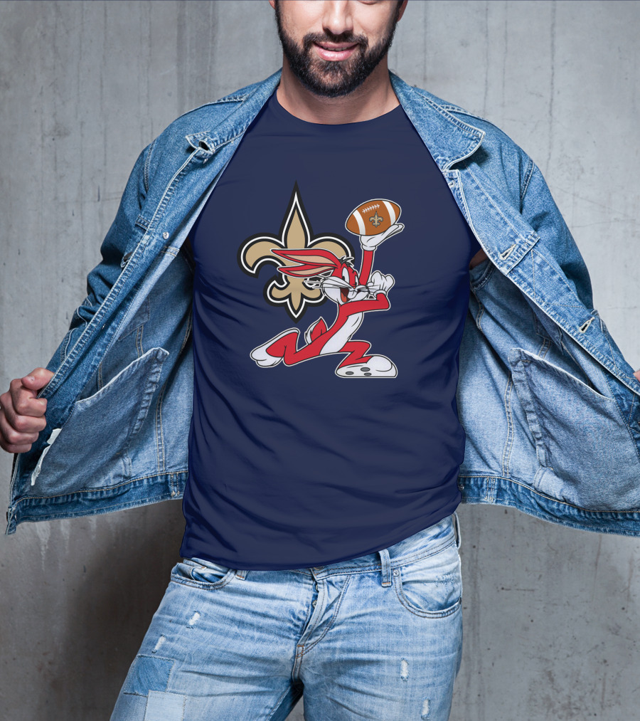 New Orleans Saints Bugs Bunny Football Fleur-de-Lis T-Shirt