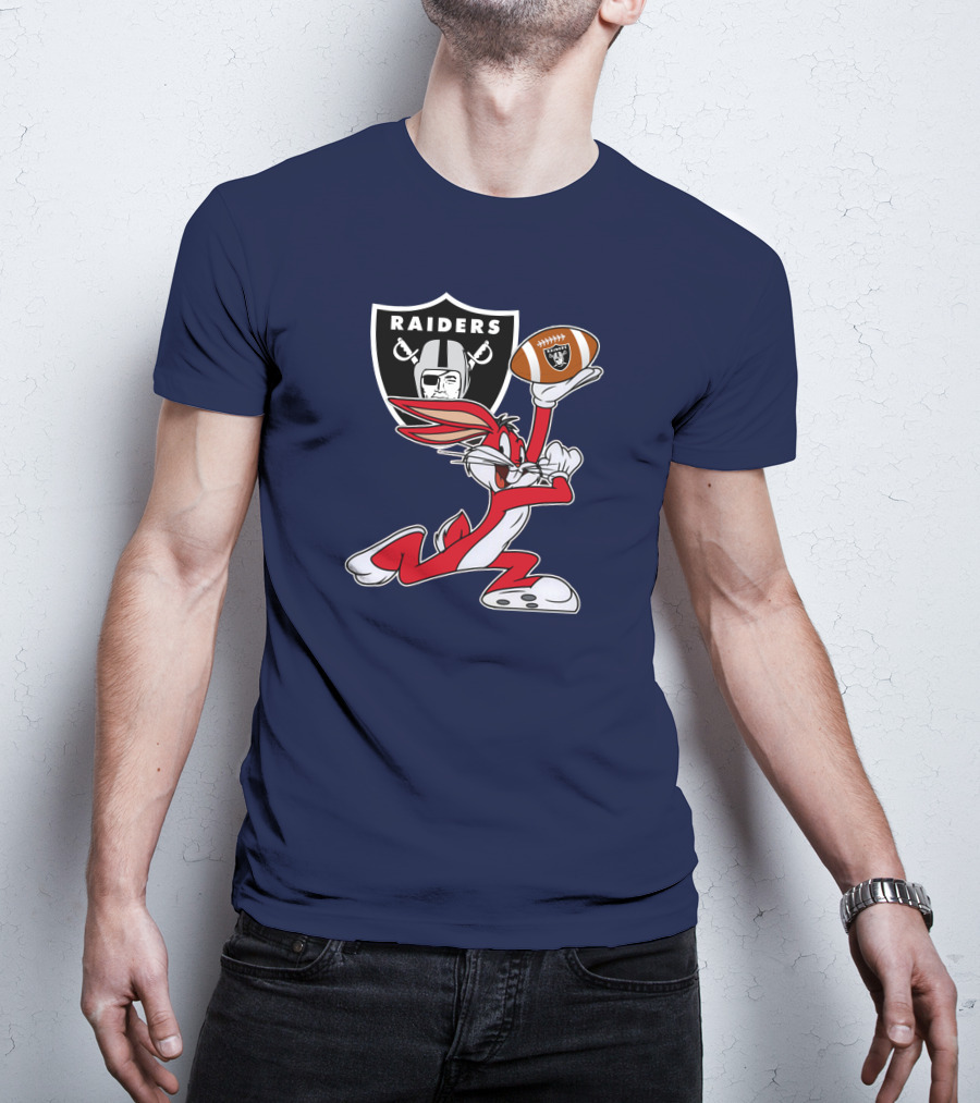 Raiders Bunny Holding Football With Oakland Raiders T-Shirt
