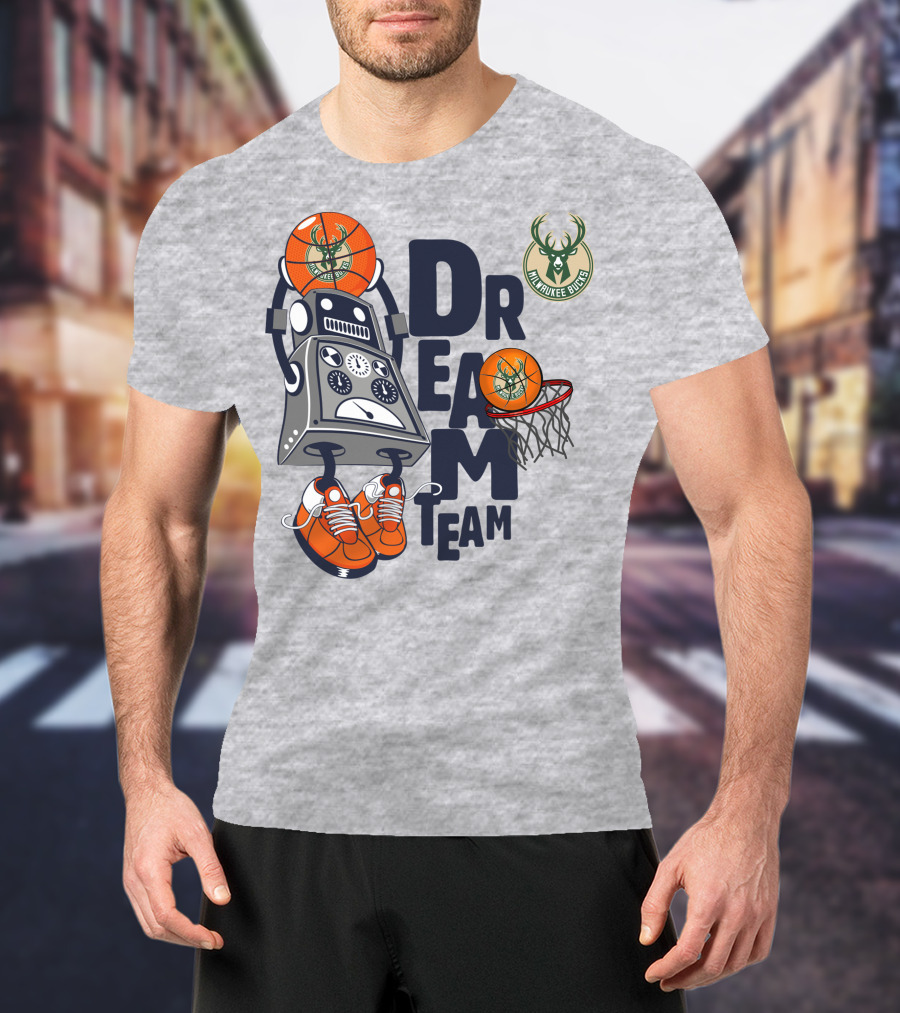 Milwaukee Bucks Dream Team Robot Basketball Fantasy T-Shirt