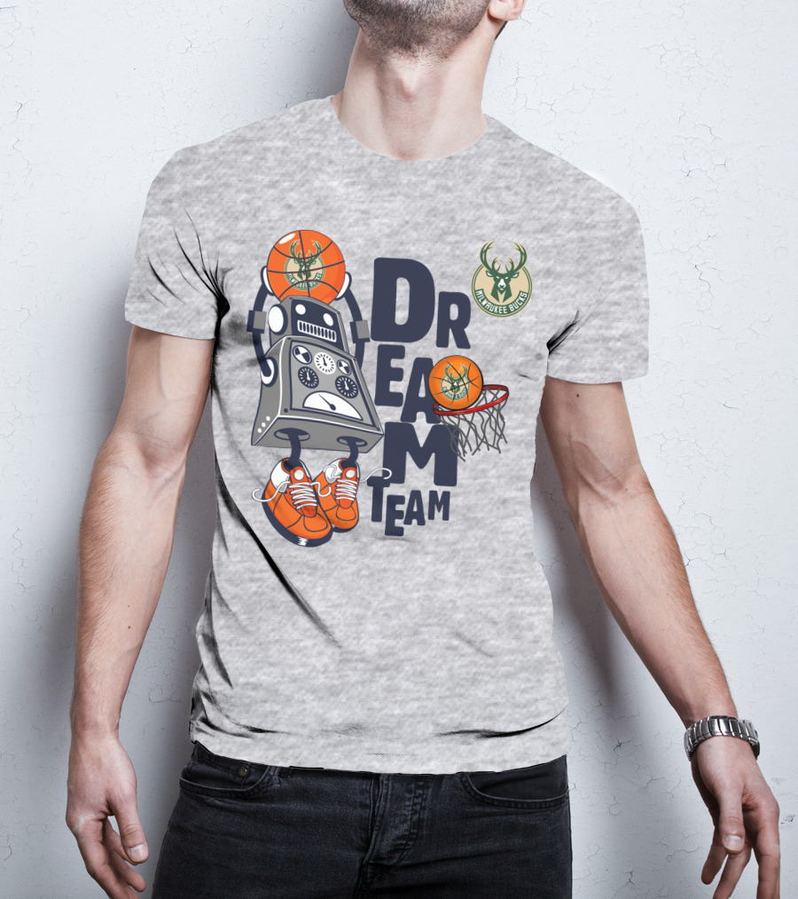 Milwaukee Bucks Dream Team Robot Basketball Fantasy T-Shirt
