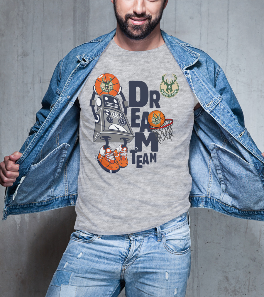 Milwaukee Bucks Dream Team Robot Basketball Fantasy T-Shirt