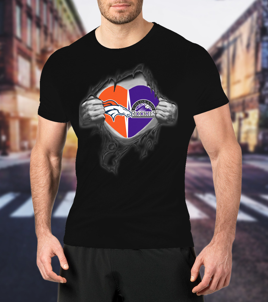 Broncos Rockies Colorado Heart T-Shirt