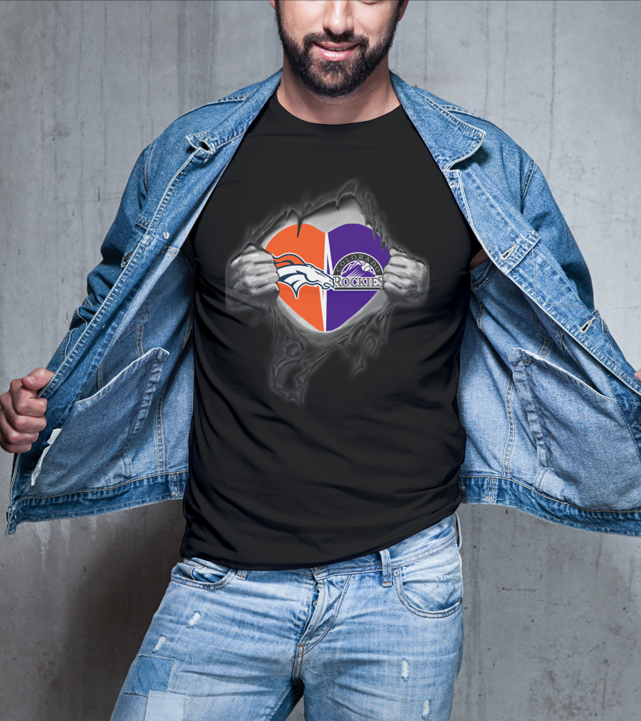 Broncos Rockies Colorado Heart T-Shirt
