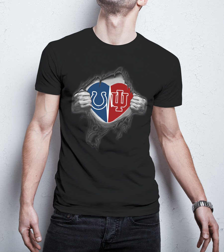 Colts Hoosiers Heart Indianapolis Indiana Blue Red Dual Love T-Shirt