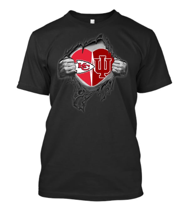 Kansas City Chiefs Indiana Hoosiers Heart Logo Fan Passion T-Shirt
