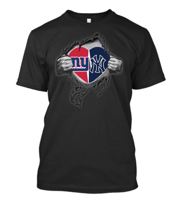 Heart Of New York Giants Yankees Fans T-Shirt