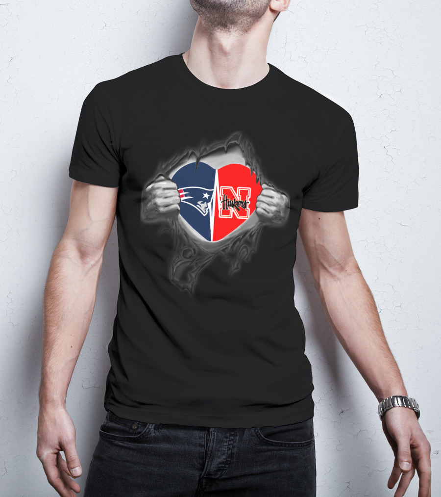 Patriots Huskers Heart Fan Loyalty Split T-Shirt