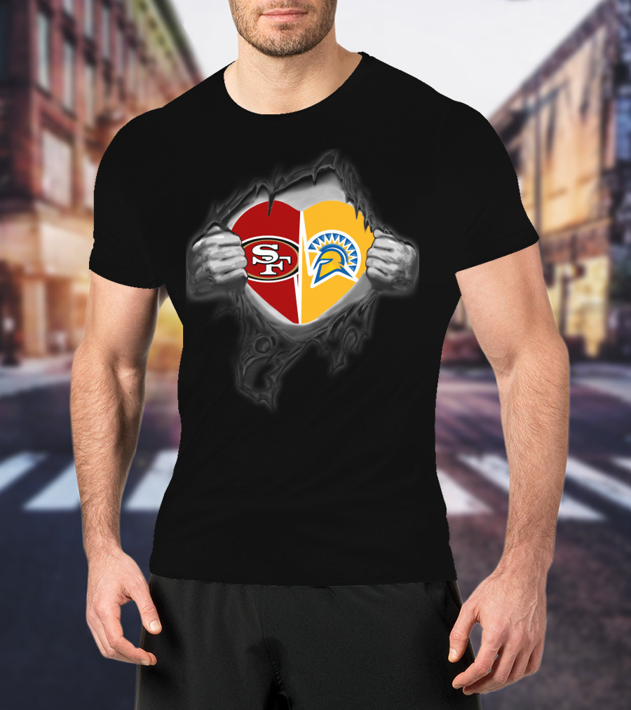 Sf 49ers San Jose State Spartans Heart T-Shirt