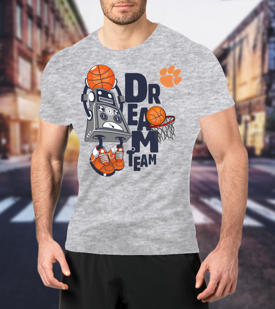 Clemson Dream Team Basketball Robot And Paw Print T-Shirt