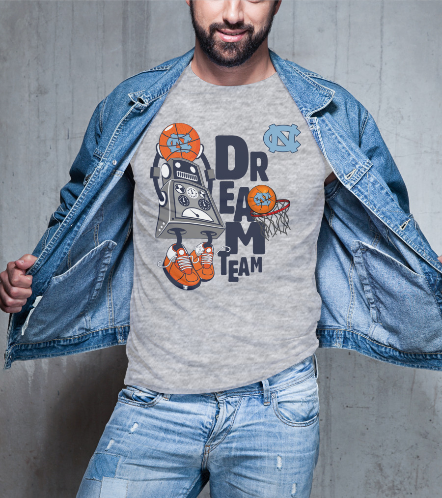 North Carolina Dream Team Basketball Robot Sneakers Iconic Blue T-Shirt