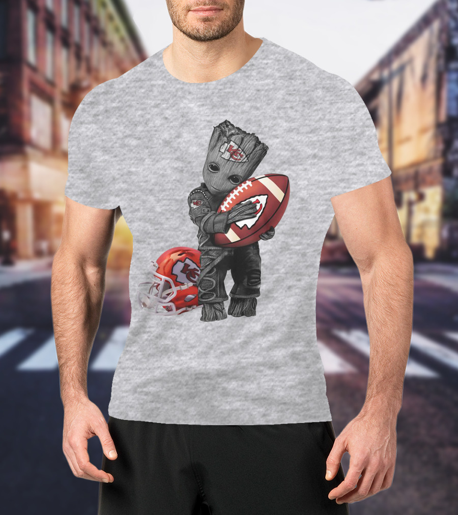 Kansas City Chiefs Baby Groot Football Helmet T-Shirt