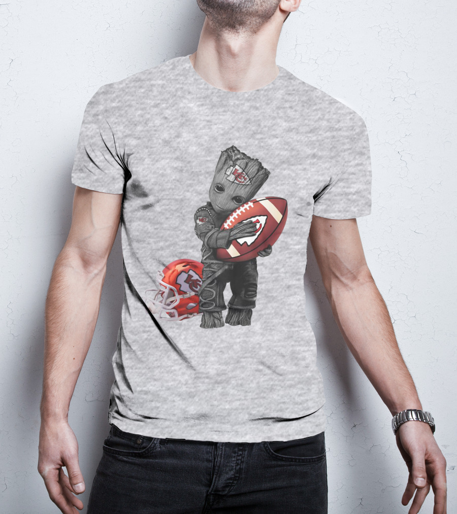 Kansas City Chiefs Baby Groot Football Helmet T-Shirt
