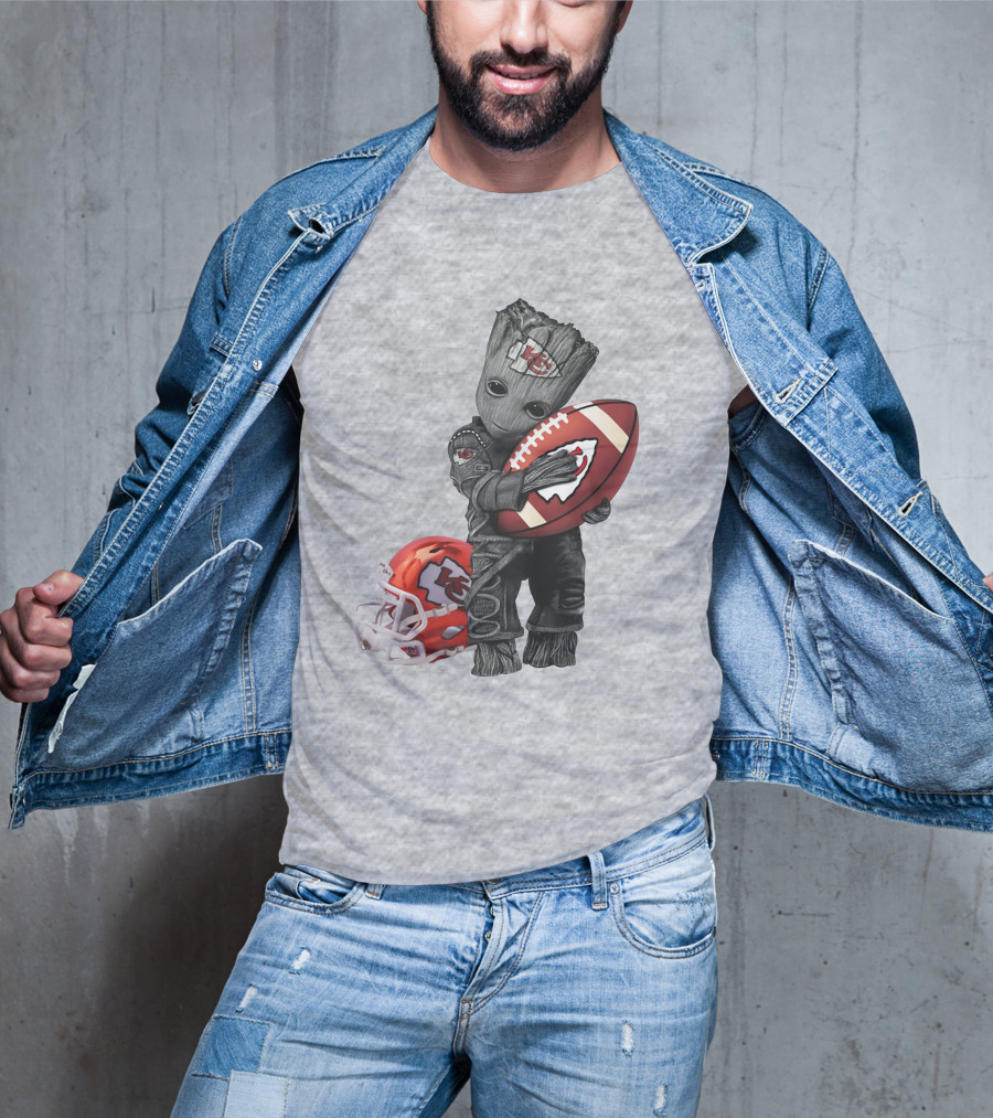 Kansas City Chiefs Baby Groot Football Helmet T-Shirt