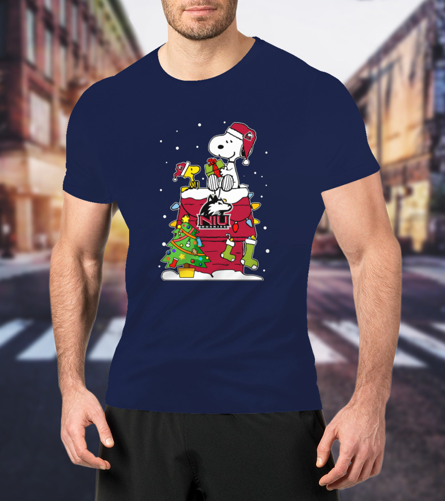 Northern Illinois Huskies Snoopy Woodstock Christmas Happy New Year T-Shirt