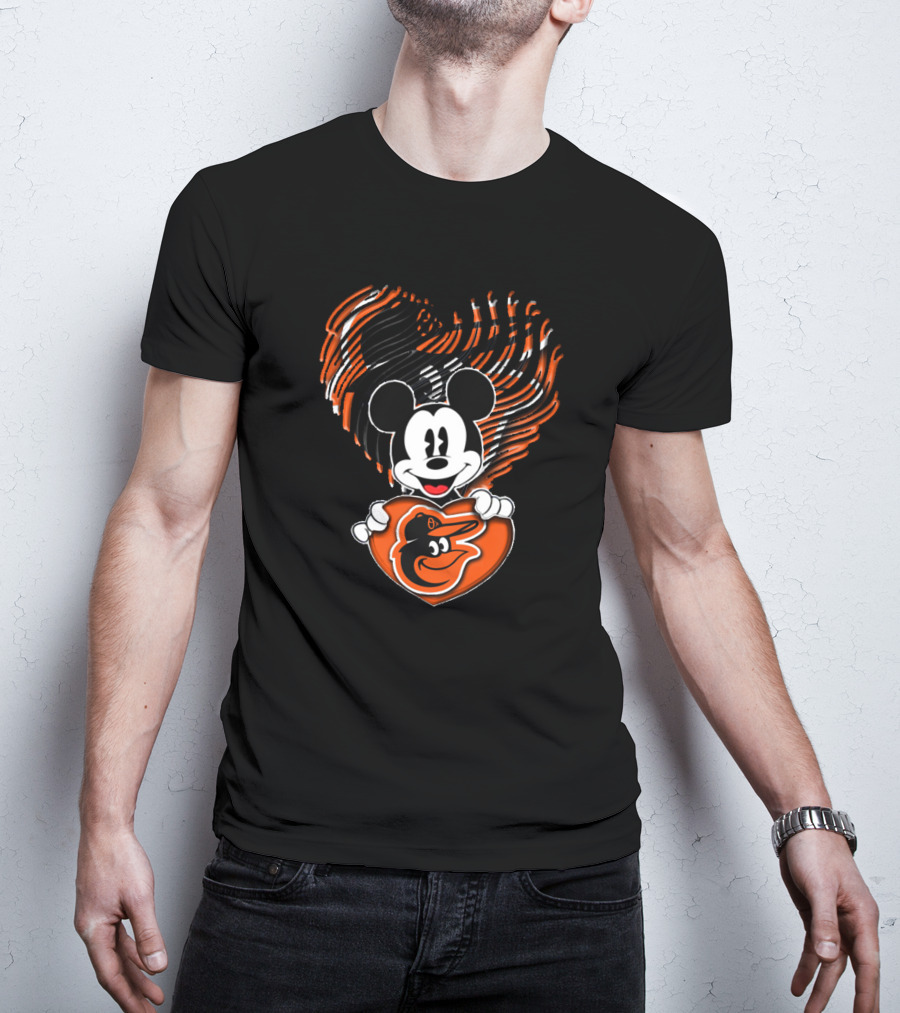 Baltimore Orioles Mickey Mouse Heart T-Shirt