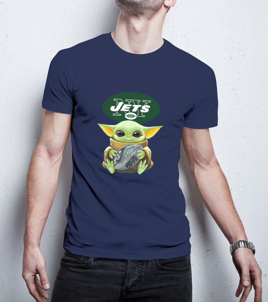 Jets Baby Yoda Holding Football New York T-Shirt