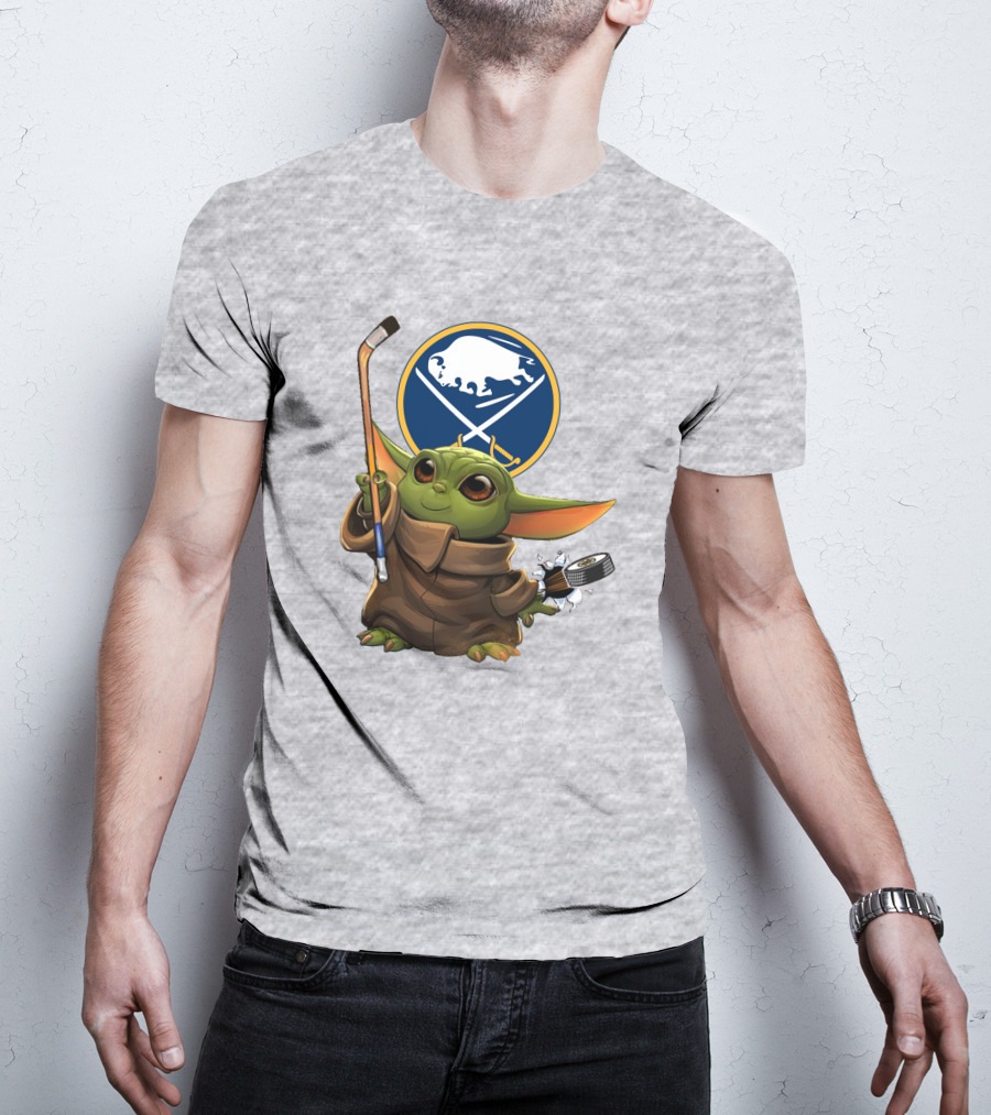 Buffalo Sabres Baby Yoda Hockey Stick And Puck T-Shirt