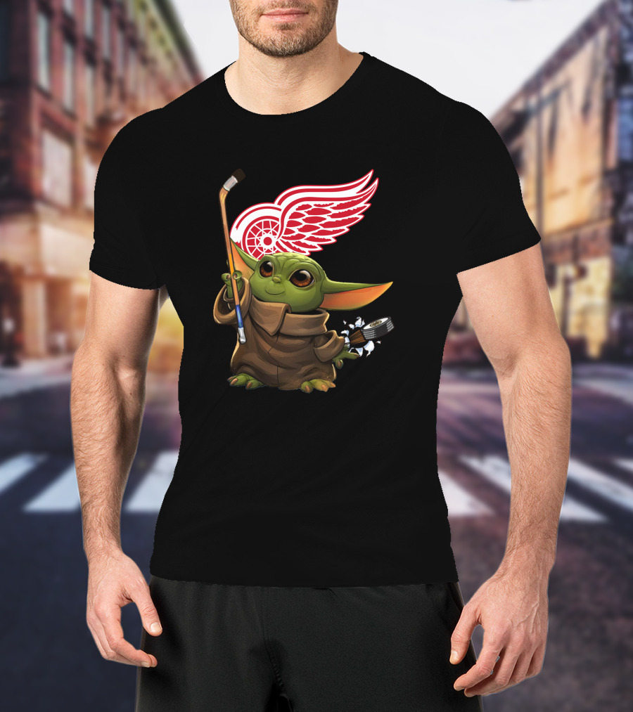 Detroit Red Wings Baby Yoda Hockey T-Shirt