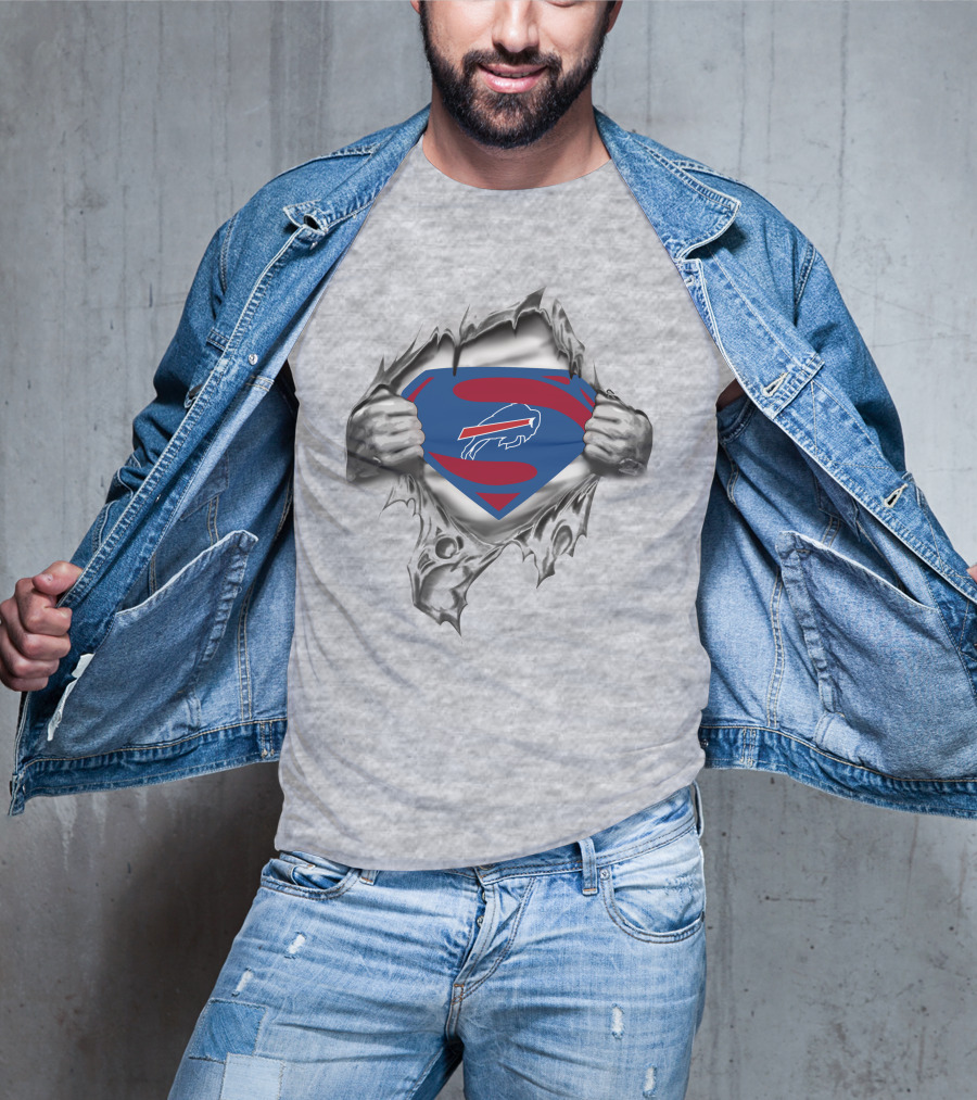 Buffalo Bills Superhero Emblem Rip Effect T-Shirt