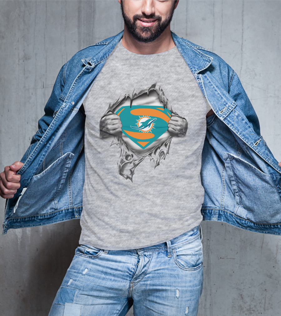 Miami Dolphins Super Man Icon Burst T-Shirt
