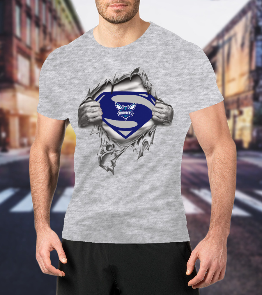 Charlotte Hornets Superman Logo Burst T-Shirt