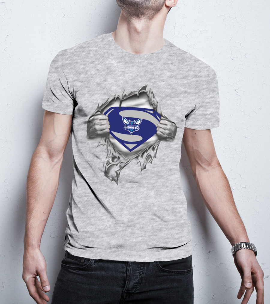Charlotte Hornets Superman Logo Burst T-Shirt