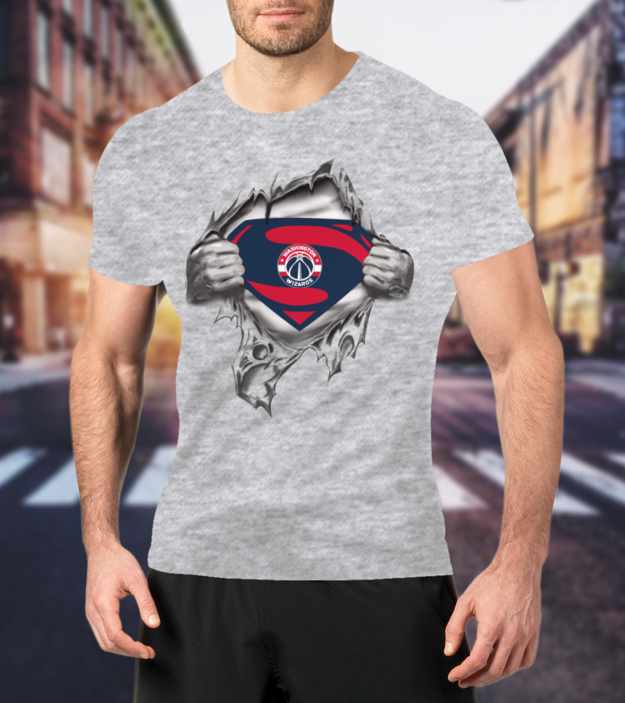 Washington Wizards Superman Shield Logo Tear Through T-Shirt