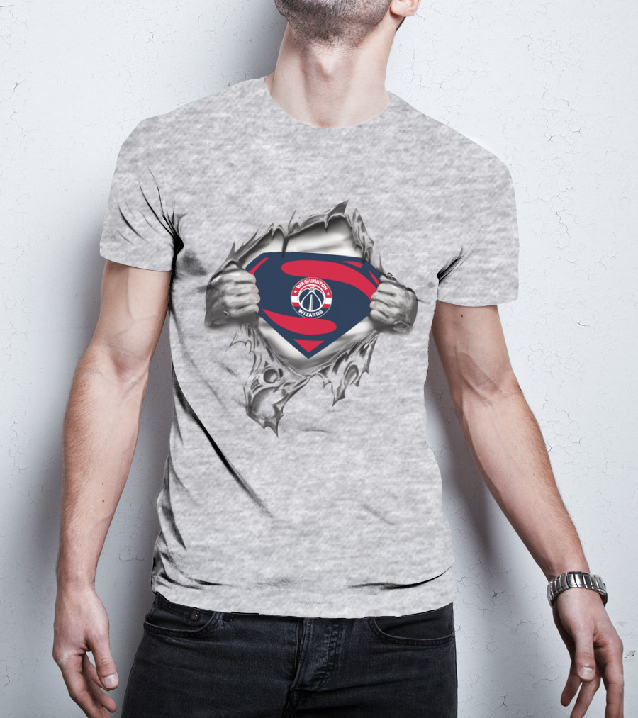 Washington Wizards Superman Shield Logo Tear Through T-Shirt