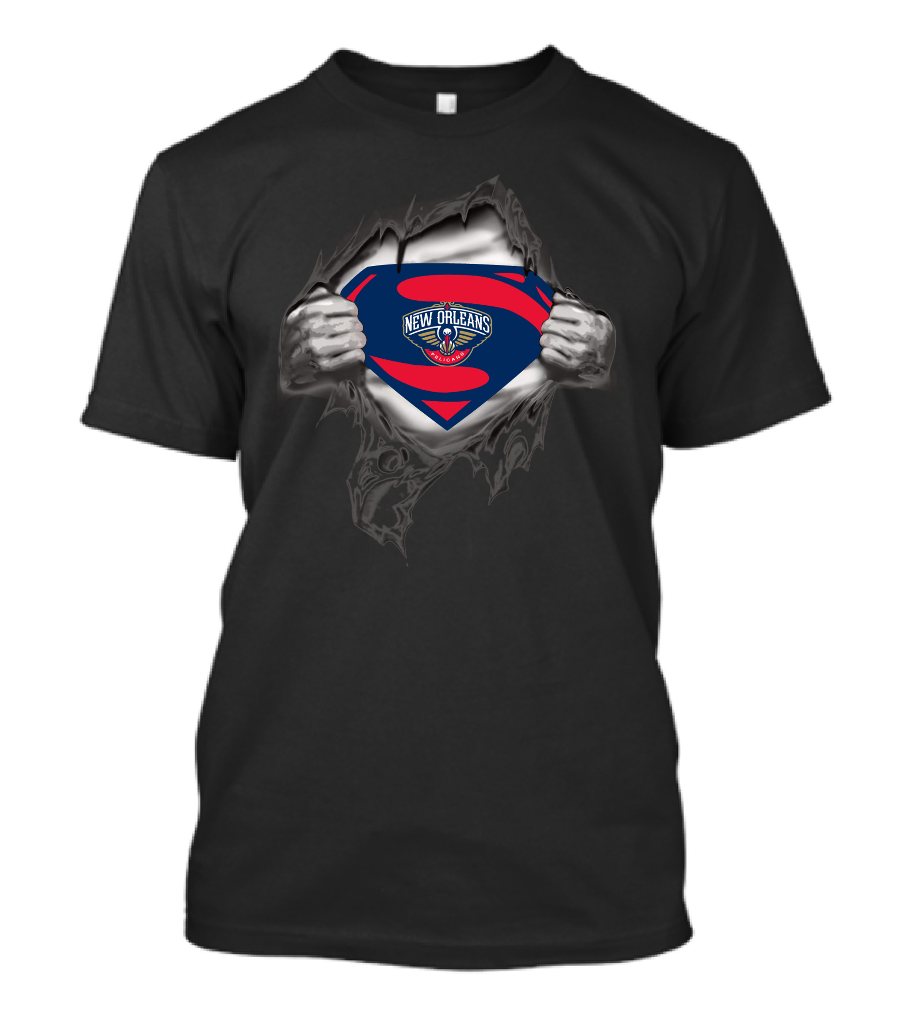 New Orleans Pelicans Superman Logo Rip T-Shirt