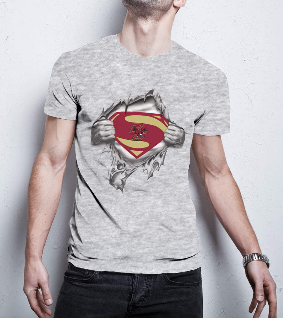 Boston College BC Superman Logo Ripped Chest T-Shirt