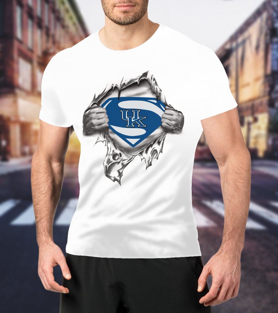 UK Superman Logo Kentucky Graphic Blue Shield T-Shirt