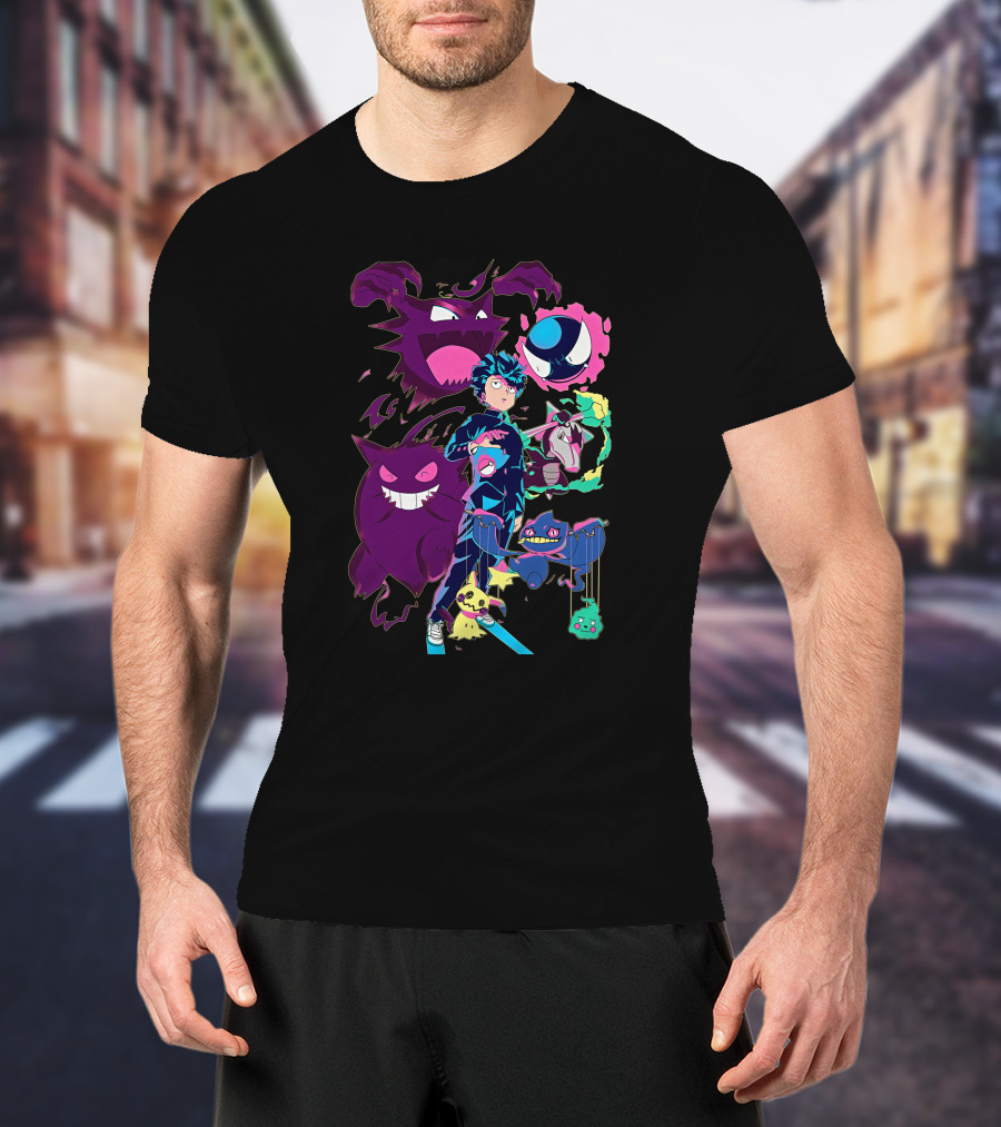 Jelly89 Limitee Pokemob Anime Character With Ghostly Creatures T-Shirt