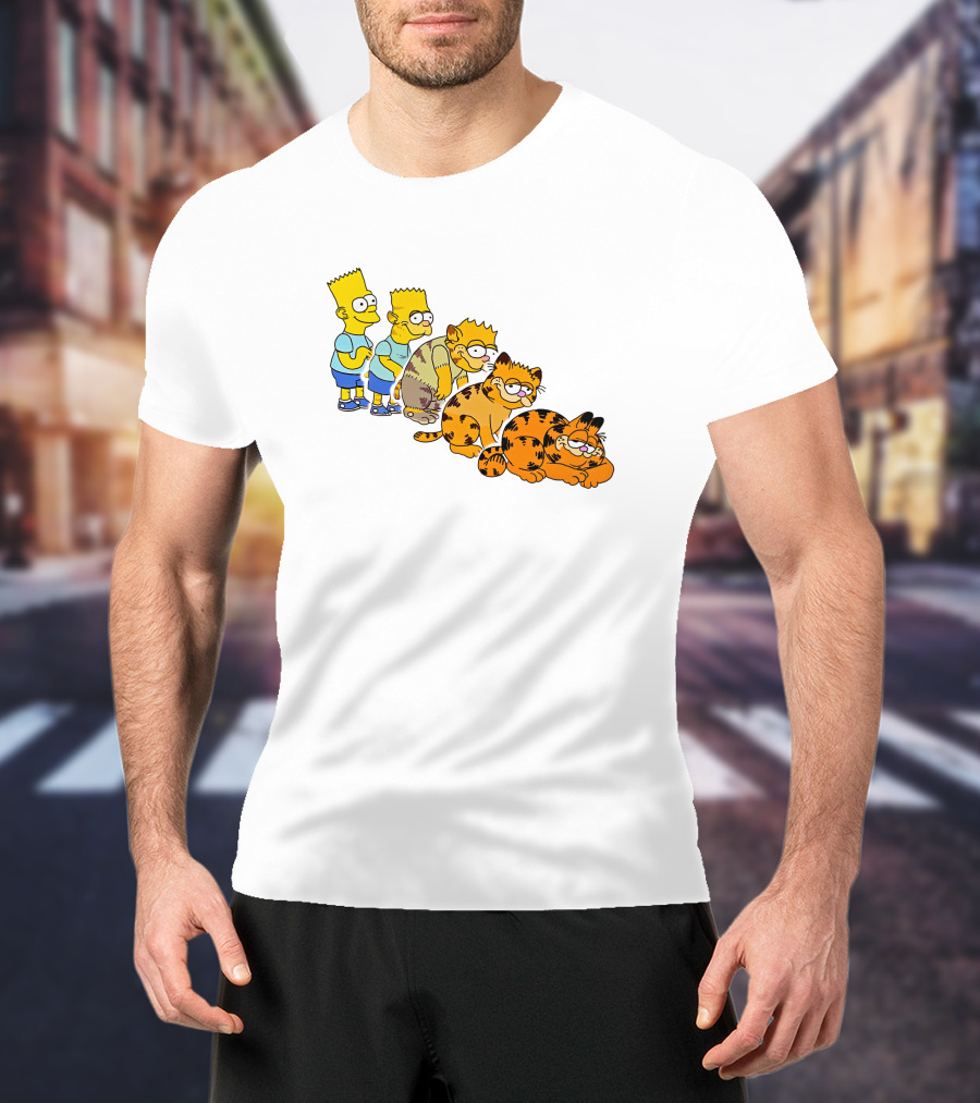 Bart Simpson Garfield Evolution Steps T-Shirt