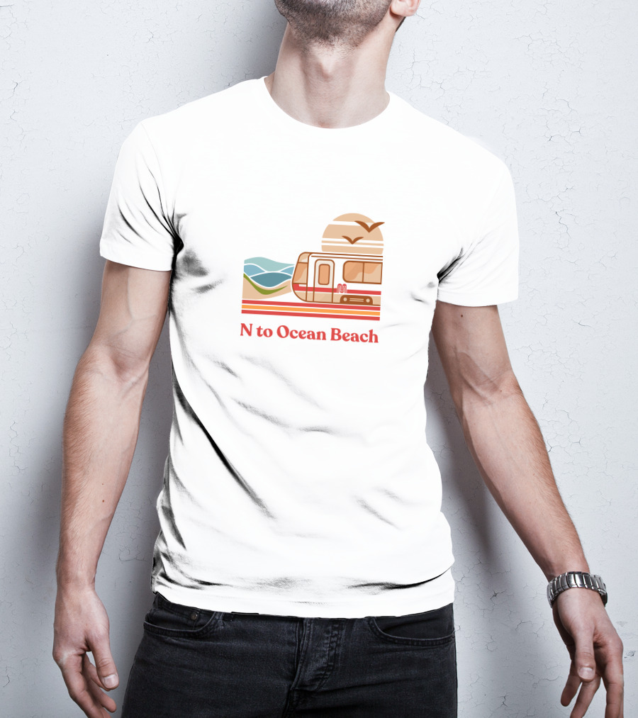 Chrisarvinsf N To Ocean Beach Tram With Scenic Coastline T-Shirt