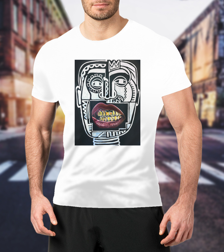 Dooga Culture Champion 2.0 Abstract Face Crown And Gold Teeth T-Shirt